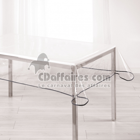 Nappe cristal rectangle 140 x 240 cm pvc uni 15/100e garden/biais Anthracite