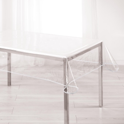Nappe cristal rectangle 140 x 240 cm pvc uni 15/100e garden/biais Blanc