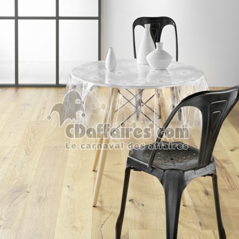 Nappe cristal ronde (0) 140 cm pvc imprime 14/100e soleil Sans