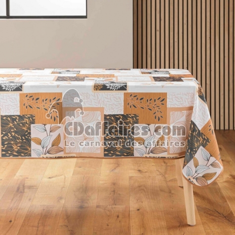 Nappe rectangle 150 x 240 cm polyester imprime faya Naturel