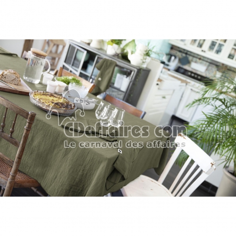 Nappe rectangle 150 x 250 cm Gaze de coton Romarin