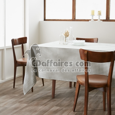 Nappe rectangle 150 x 250 cm Gaze de coton tiss&eacute;e teinte VICKIE Romarin