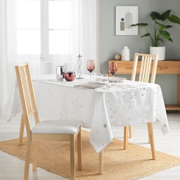Nappe rectangle 150 x 300 cm polyester imprime argent constellation Blanc