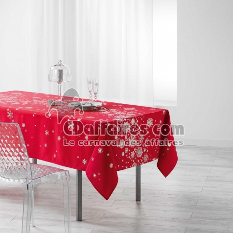 Nappe rectangle 150 x 300 cm polyester imprime argent constellation Rouge