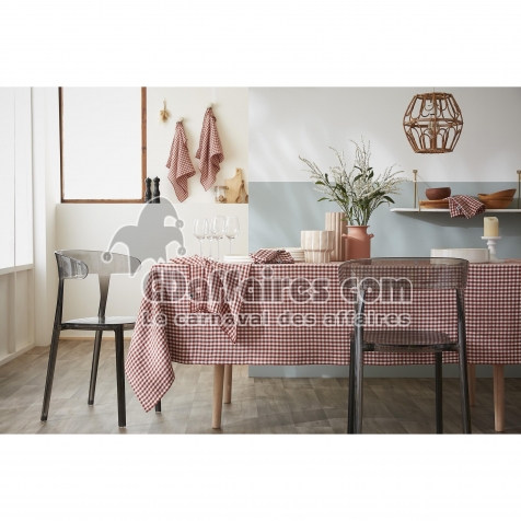 Nappe rectangle 150 x 350 cm Gaze de coton tiss&eacute;e teinte VICKIE Terracotta