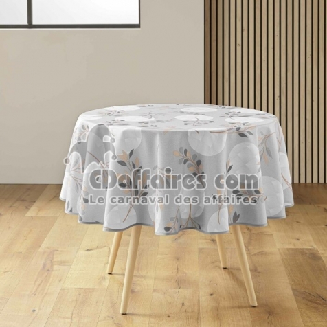 Nappe ronde (0) 180 cm polyester imprime manola Gris