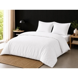 Pack complet housse de couette percale 78 fils pour lit 140 x 190 cm Blanc pur