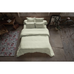 Pack double gaze de coton housse de couette 240 x 220 cm + 2 taies d'oreiller 50 x 70 vert Vert
