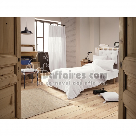 Pack parure de couette 140 x 200 cm + drap housse 90 x 190 cm + 1 taie en double gaze de coton Blanc