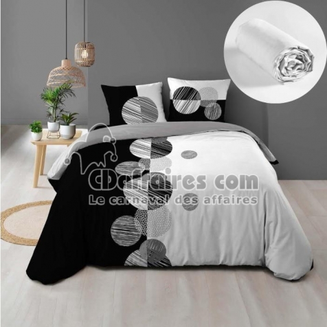 Pack parure de couette 220 x 240 cm Stormi + drap housse (140) Blanc
