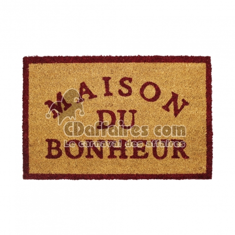 paillasson rectangle 40 x 60 cm coco imprime bonheur