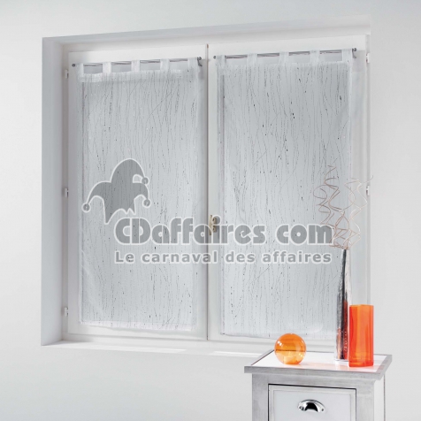 Paire droite passants 2 x 45 x 90 cm voile sable applique filiane Blanc
