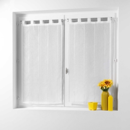 Paire droite passants 2 x 45 x 90 cm voile sable fils chenille linahe Blanc