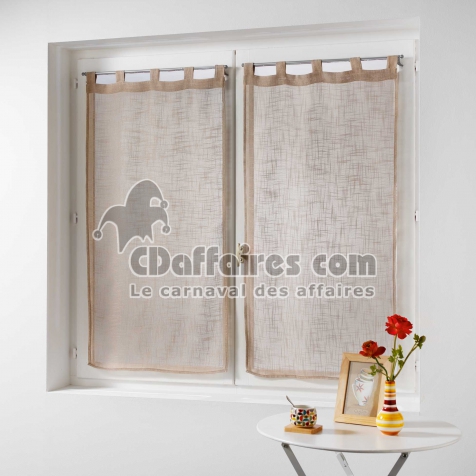 Paire droite passants 2 x 60 x 160 cm effet lin tisse haltona Noisette