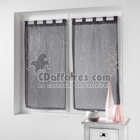Paire droite passants 2 x 60 x 160 cm voile sable applique filiane Anthracite