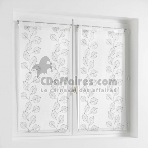 Paire droite passants 2 x 60 x 160 cm voile sable brode edenia Gris