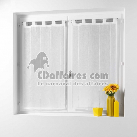 Paire droite passants 2 x 60 x 160 cm voile sable fils chenille linahe Blanc
