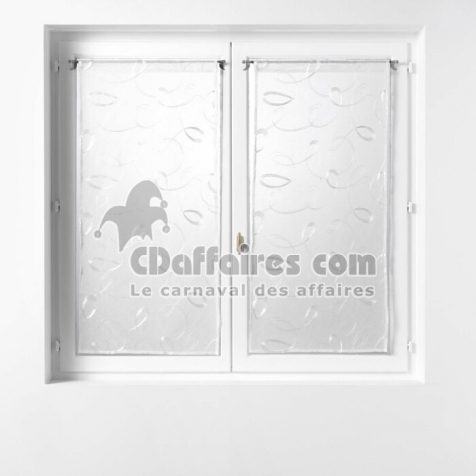 Paire droite passe tringle 2 x 60 x 90 cm voile sable brode hoops Blanc