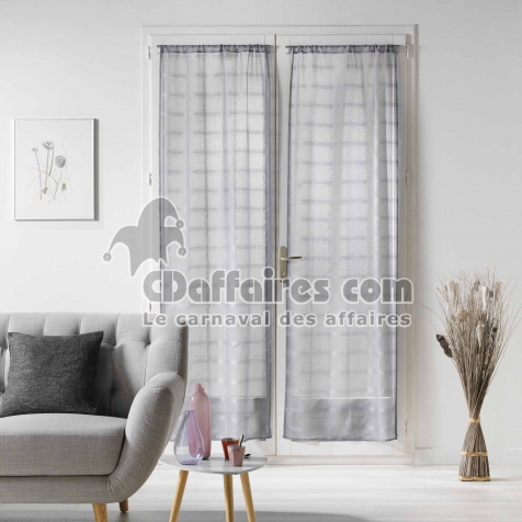 Paire droite passe tringle 2 x 70 x 200 cm voile sable candide Gris