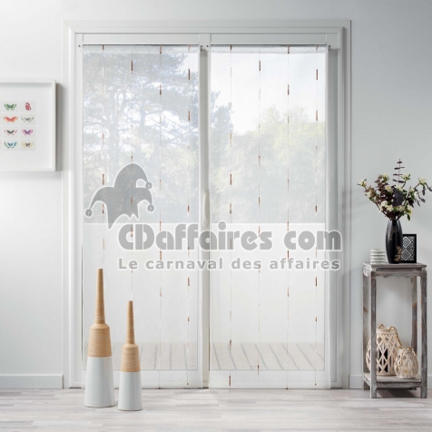 Paire droite passe tringle 2x70x240 cm voile sable fil chenille chenilla Naturel