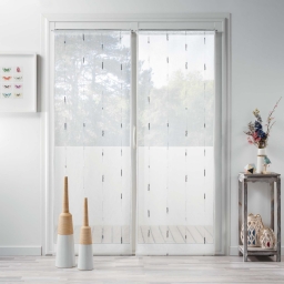 Paire droite passe tringle 2x70x240 cm voile sable fils chenille chenilla Gris