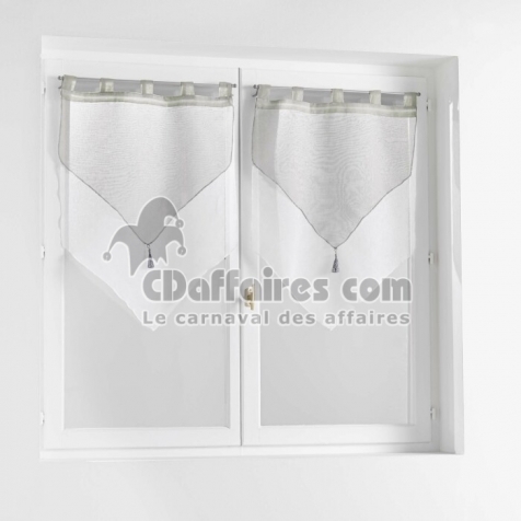 Paire pompon passants 2 x 60 x 160 cm voile double sable duetto Gris/blanc