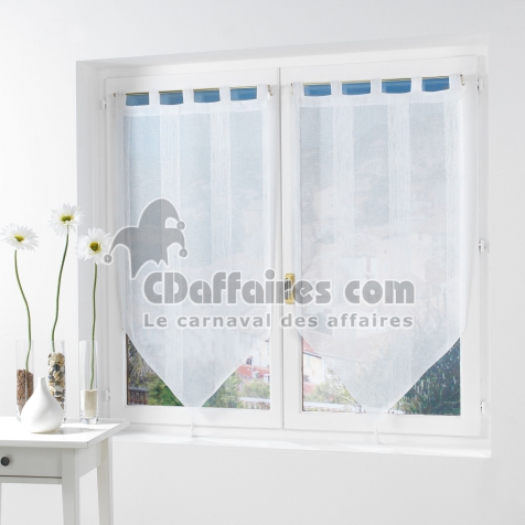 Paire pompon passants 2 x 60 x 160 cm voile sable salina Blanc