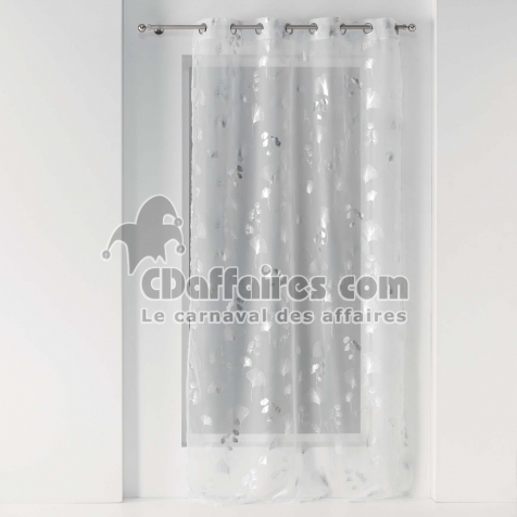 Panneau a oeillets 140 x 240 cm voile imprime metallise bloomy Blanc/argent