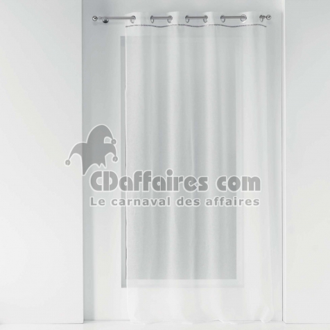 Panneau a oeillets 140 x 240 cm voile sable+bande fantaisie etincelle Blanc