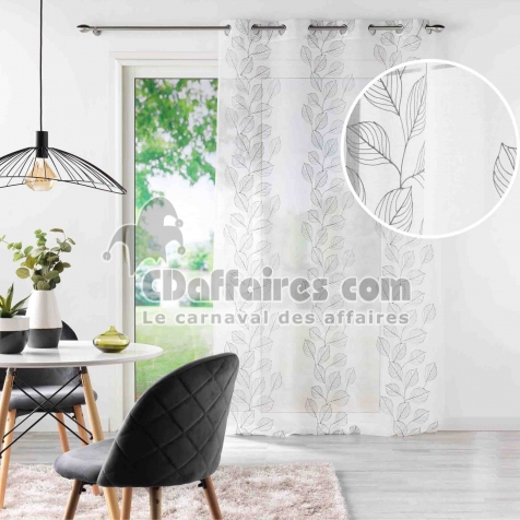 Panneau a oeillets 140 x 240 cm voile sable brode edenia Gris