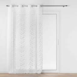 Panneau a oeillets 140 x 240 cm voile sable brode metallise edna Blanc