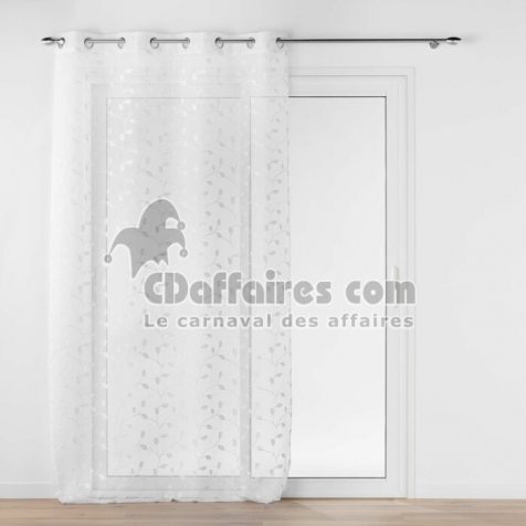 Panneau a oeillets 140 x 240 cm voile sable brode metallise edna Blanc