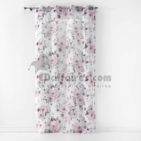 Panneau a oeillets 140 x 240 cm voile sable imprime velvet flower Blanc