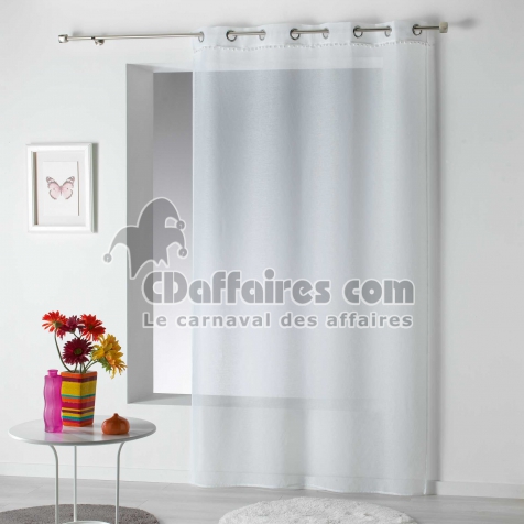 Panneau a oeillets 140 x 240 cm voile sable top pompons poupette Blanc