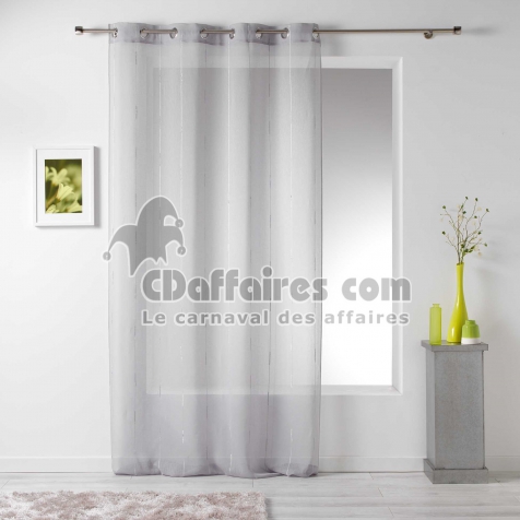 Panneau a oeillets 140 x 260 cm voile sable fils chenille linahe Gris