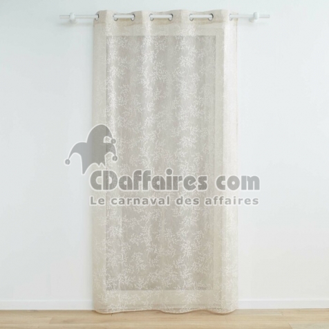 Panneau a oeillets 140 x 280 cm voile tisse applique karla Taupe