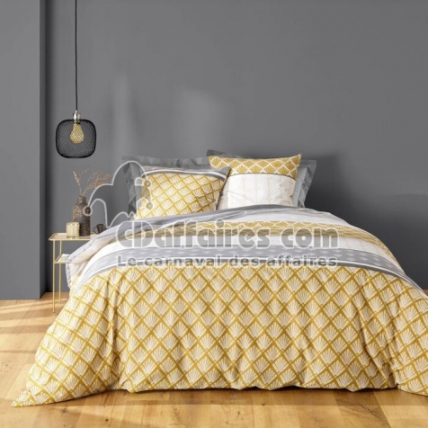 Parure 3 p. 240 x 220 cm polycoton  52 fils Stria Ocre