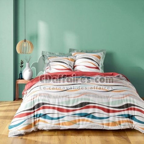 Parure 3 p. 240 x 220 cm polycoton  52 fils Vagueline Rouge