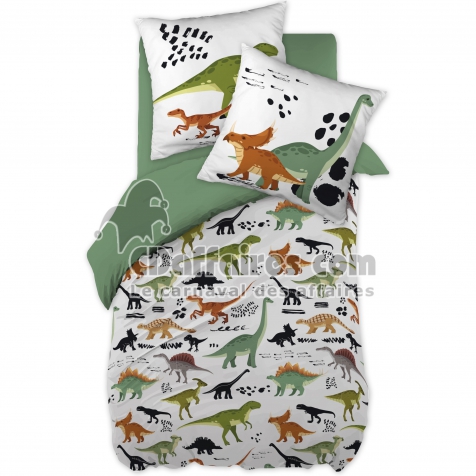 Parure de lit (housse de couette + 1 taie d'oreiller) 140x200 cretac&eacute; Multicolore