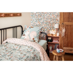 Parure de lit réversible + 1 taie d'oreiller 140 x 200 cm coton imprimé Tamia Multicolore