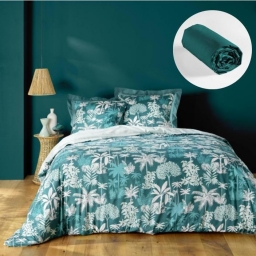 Parure de Lit Scarlett Émeraude 240 x 220 cm + Drap-Housse 140x190 cm
