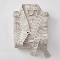 peignoir kimono mixte l/xl gaze de coton unie gaïa pampa