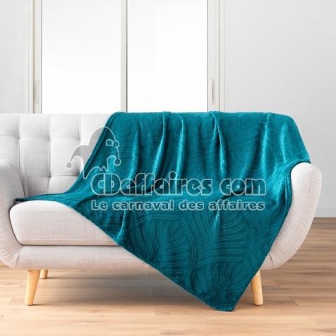 Plaid 125 x 150 cm flanelle relief unie nelia Bleu