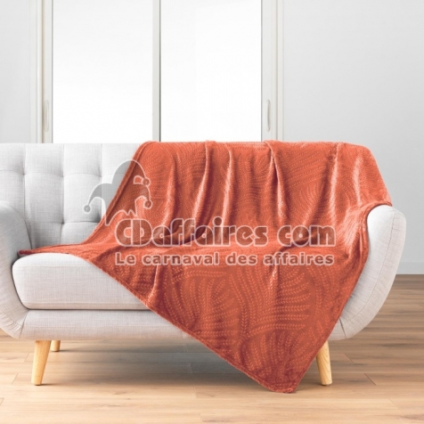 Plaid 125 x 150 cm flanelle relief unie nelia Terracotta