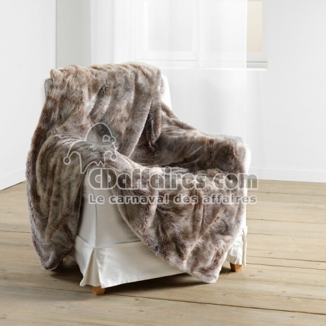 Plaid 125 x 150 cm imitation fourrure antartic Choco