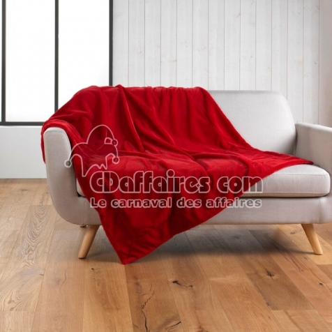 Plaid 180 x 220 cm imitation fourrure Caresse Rouge