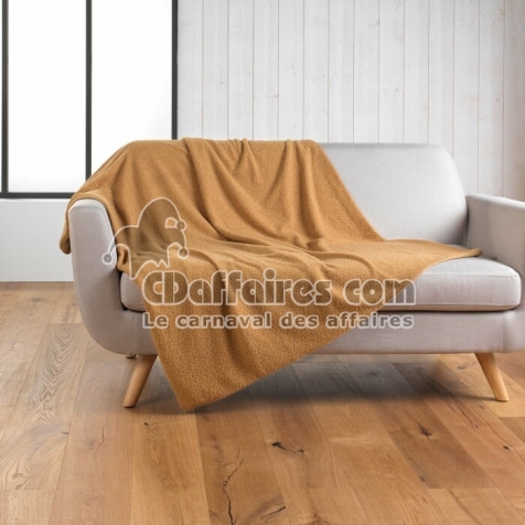 Plaid chaud 125 x 150 cm bouclette unie Wooly Camel