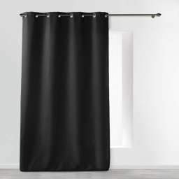 Rideau &Agrave; &OElig;illets 140 x 260 cm Polyester Uni Essentiel - Noir
