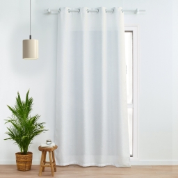 Rideau &agrave; &oelig;illets - 140 x 280 cm - fils m&eacute;tallis&eacute;s Zeline - grande hauteur - Blanc