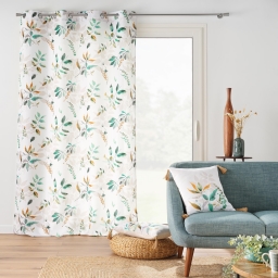 Rideau &agrave; &oelig;illets Dilaris - 140 x 260 cm - Polyester Imprim&eacute; Feuillage